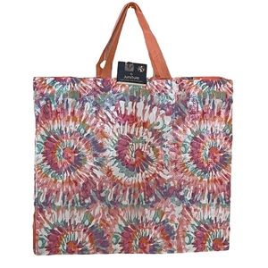 NWT Juncture Reusable large tote bag tie dye peach pattern. Made in the USA